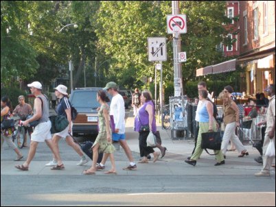 The streets filled with people who normally would have been driving or taking the TTC.