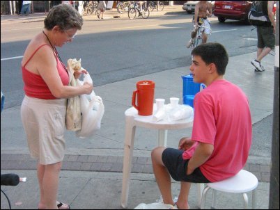Selling water at Bloor and Lippincott.
