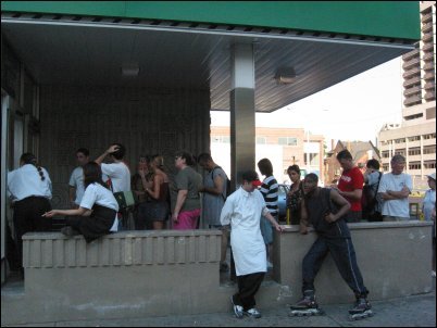 Dominion allowed a few people at a time to go in for groceries - this was the line-up.